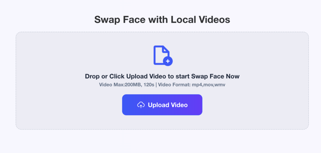 Uploading on Deepfake Swap Tool