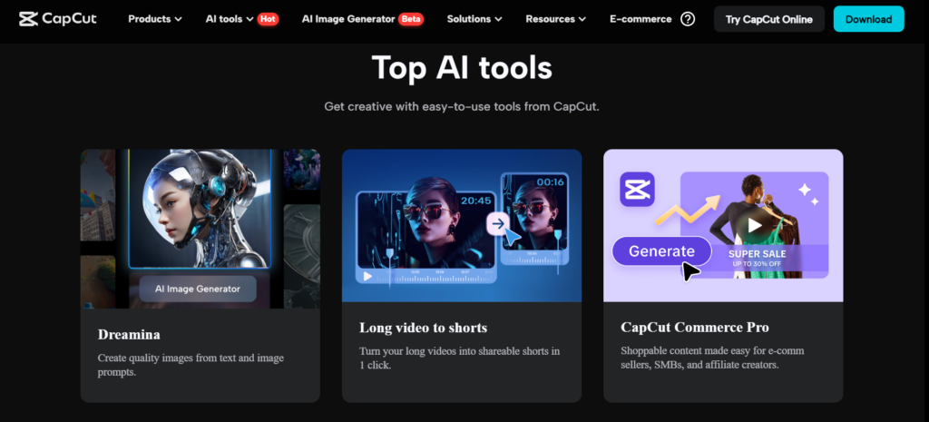 CapCut AI video generator
