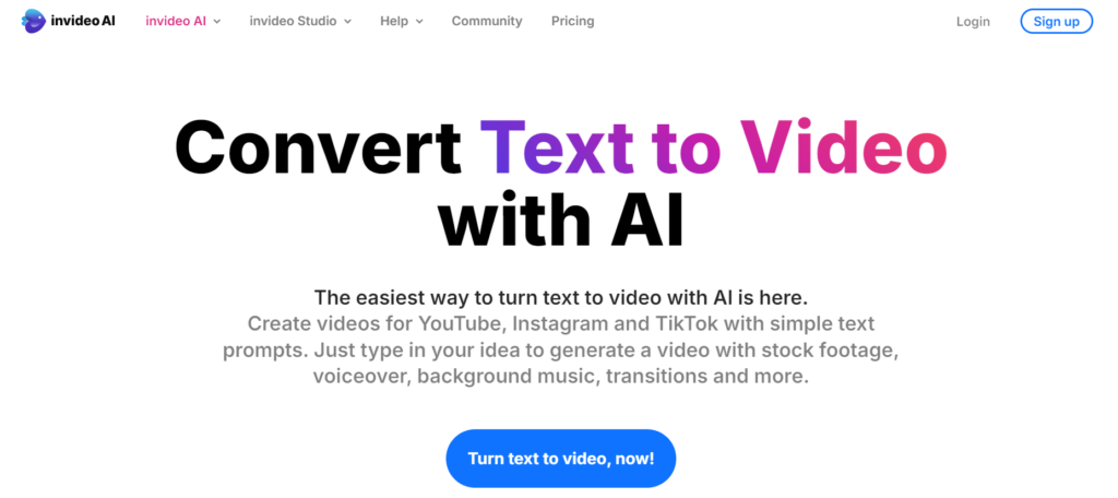  InVideo AI text To video generator 
