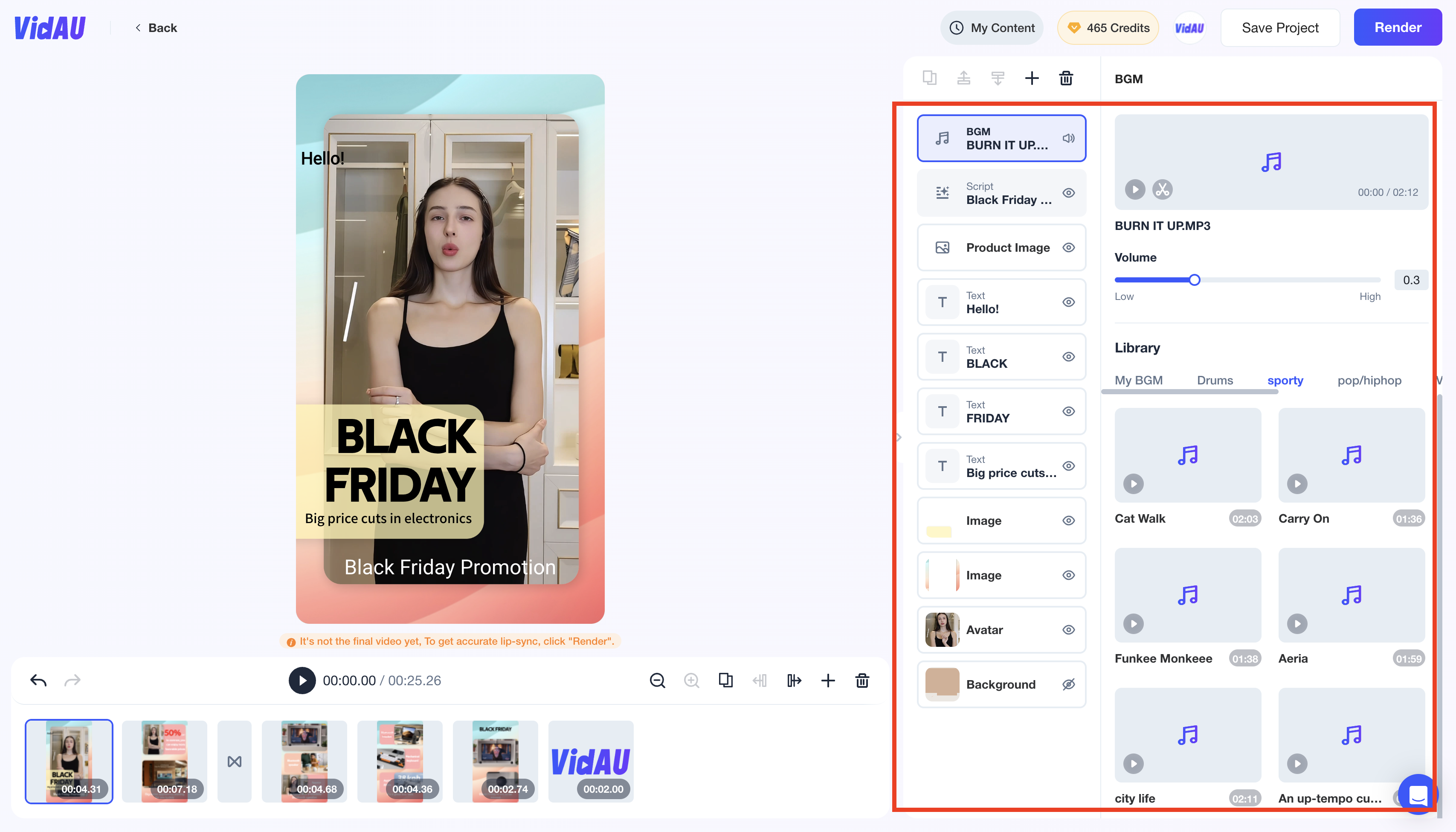 Customize your video template AI on VidAU