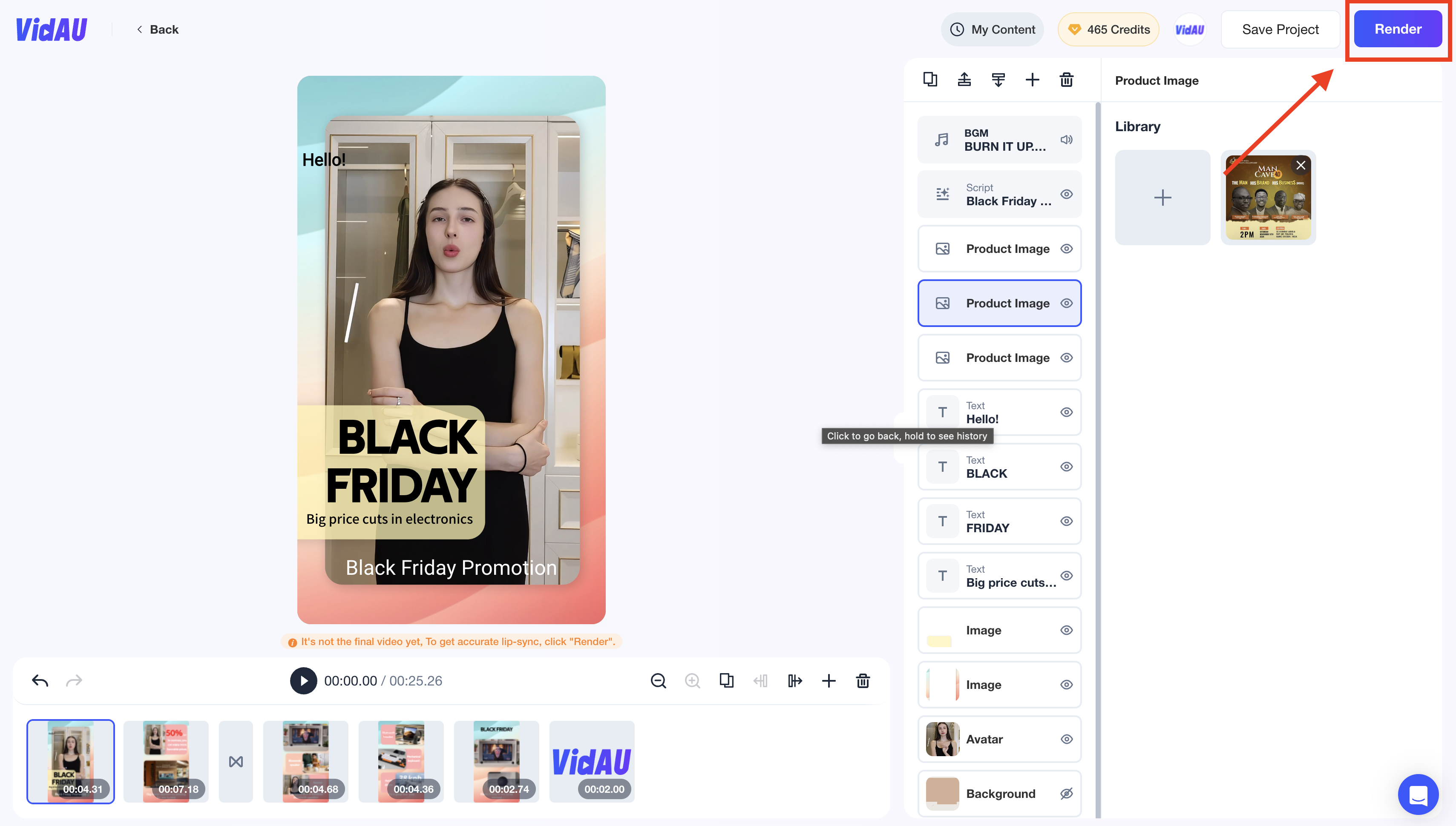 Customize your video template AI on VidAU