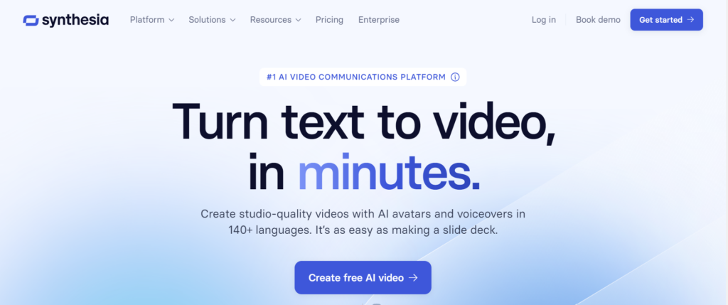 Synthesia AI text To video generator free