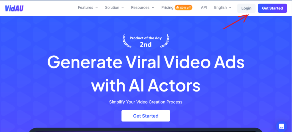 VidAU Ad Creator AI homepage 