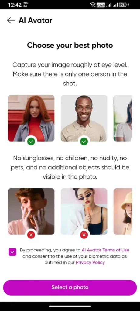 AI avatar terms of use
