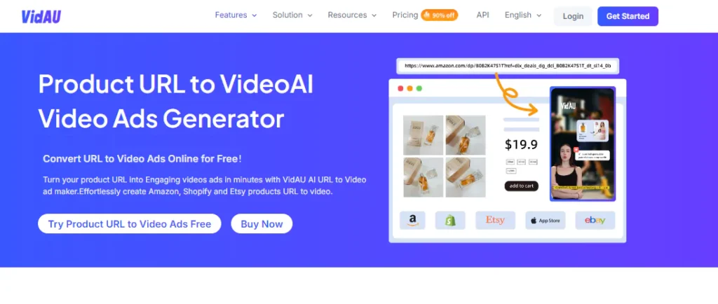 VidAU product URL to video