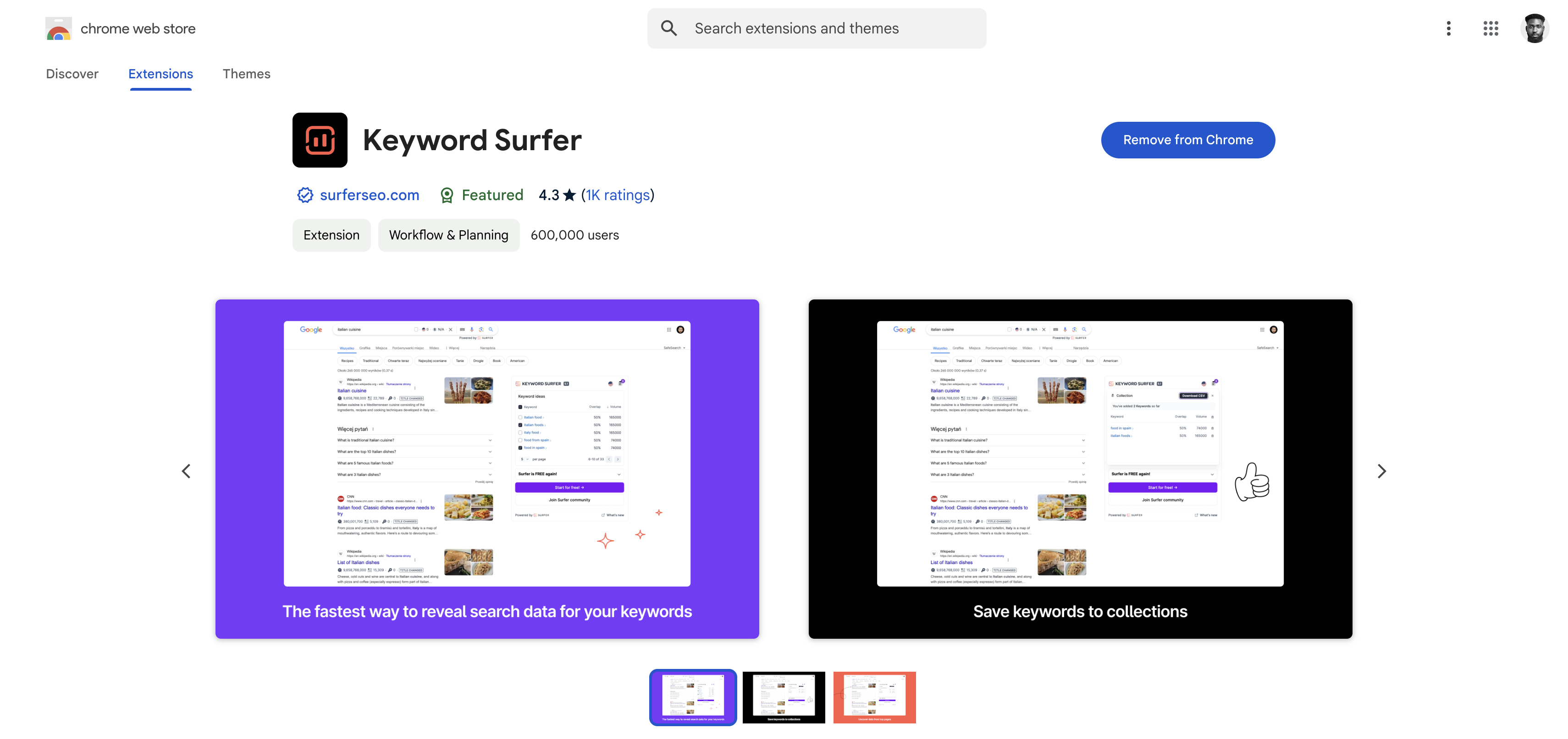 keyword surfer  chrome AI extension