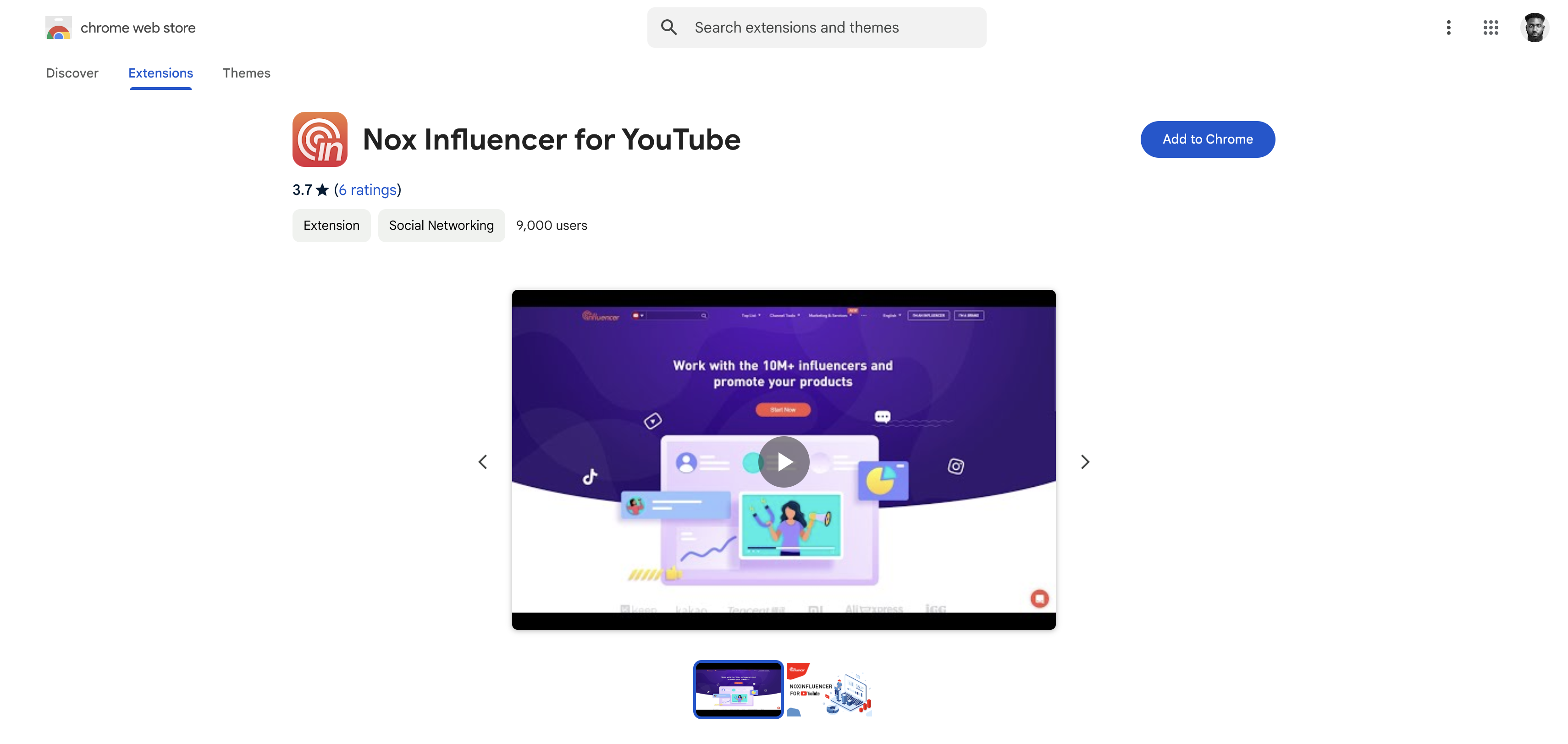 Noxinfluencer chrome AI extension