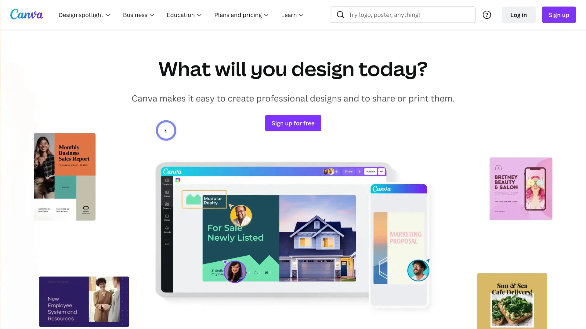 Canva landing page