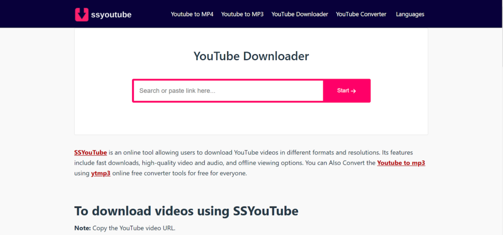 SS YouTube video downloader